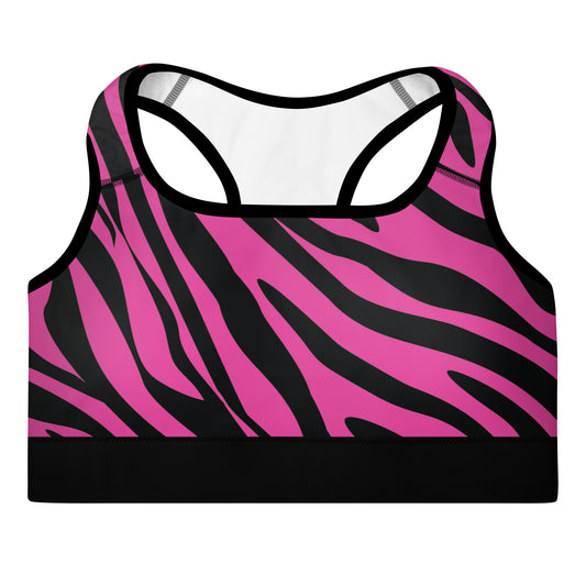 Pink Tiger Print Padded Sports Bra