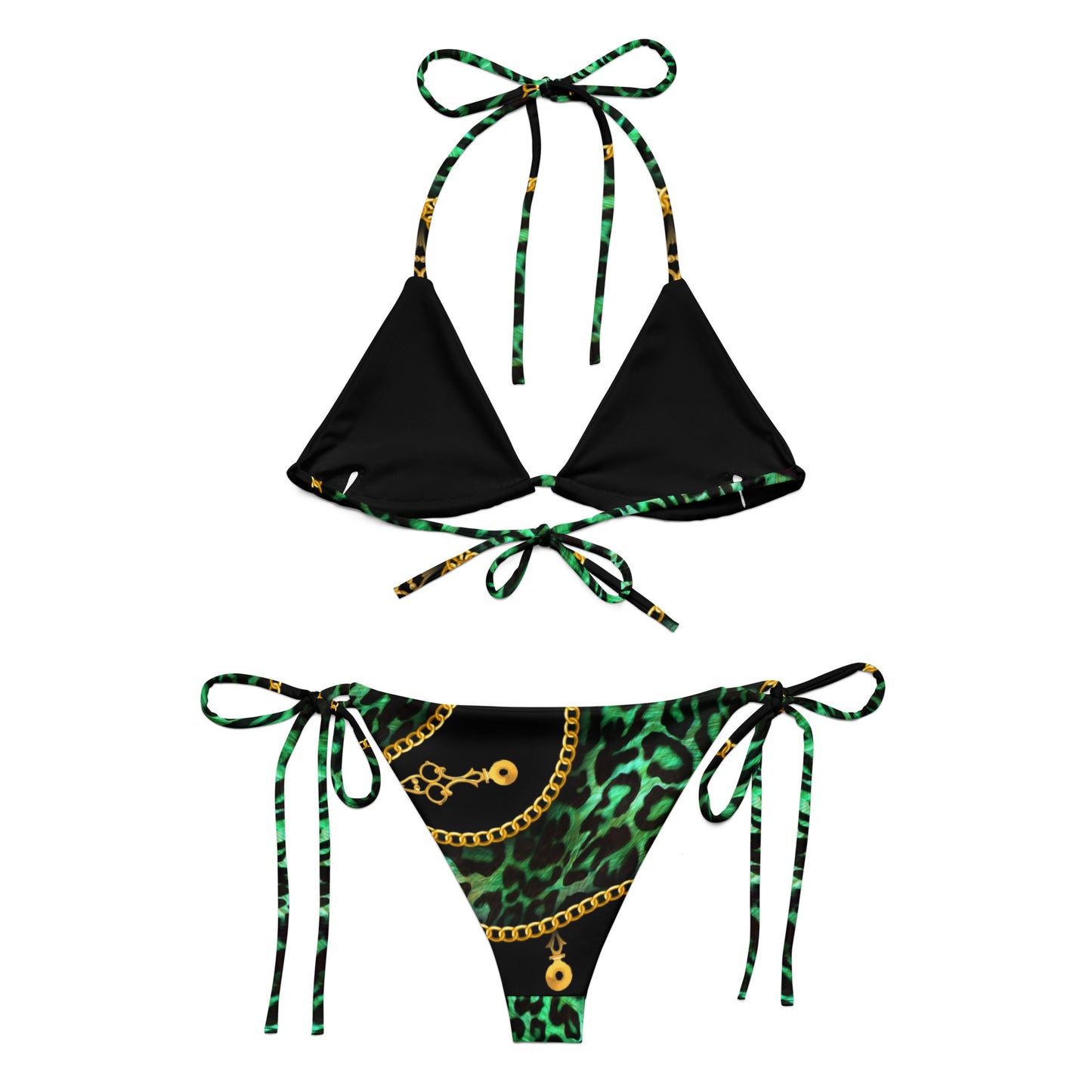 Green and Black string bikini