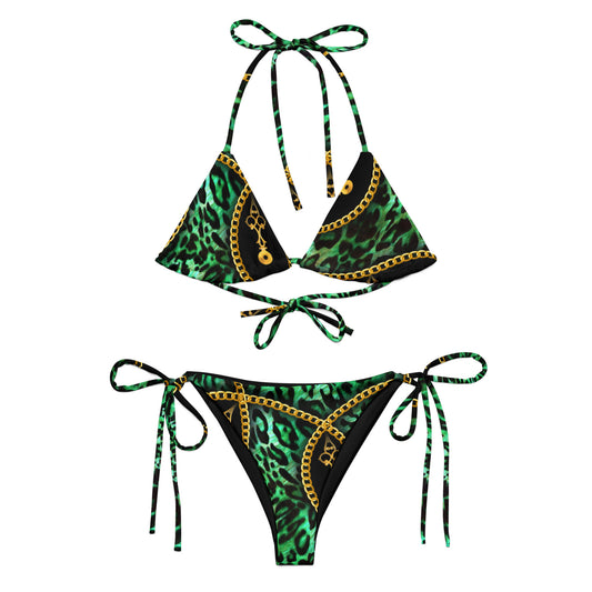 Green and Black string bikini