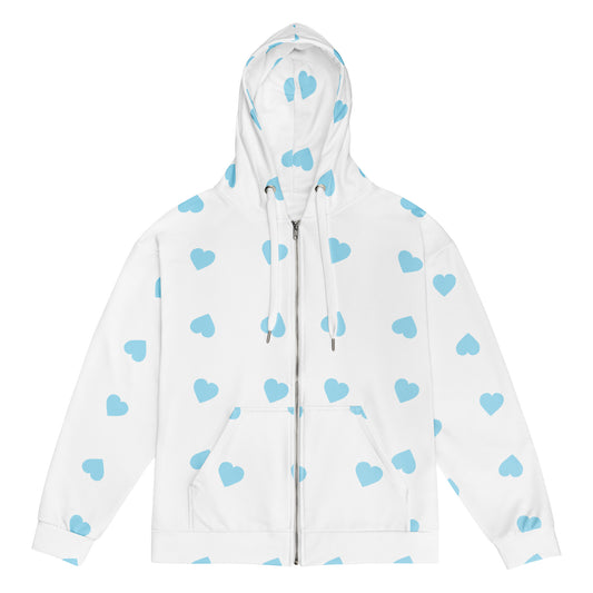 Blue Heart Zip Hoodie
