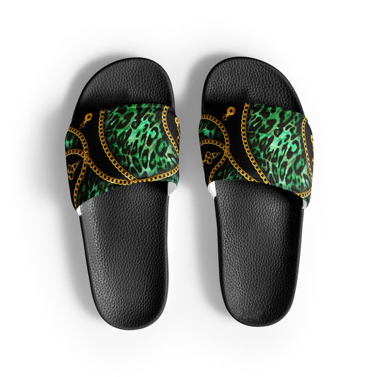 Green and Black Women's slides