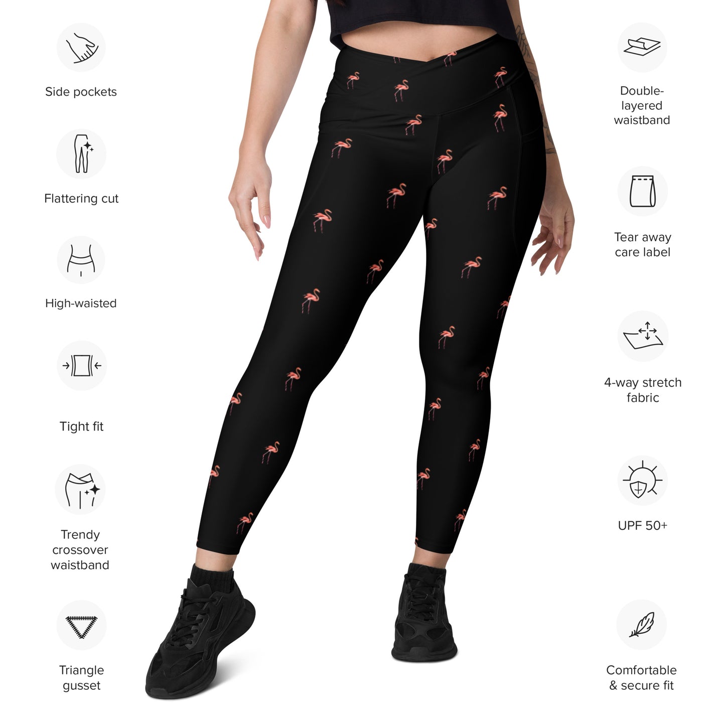 Flamingo Crossover leggings with pockets
