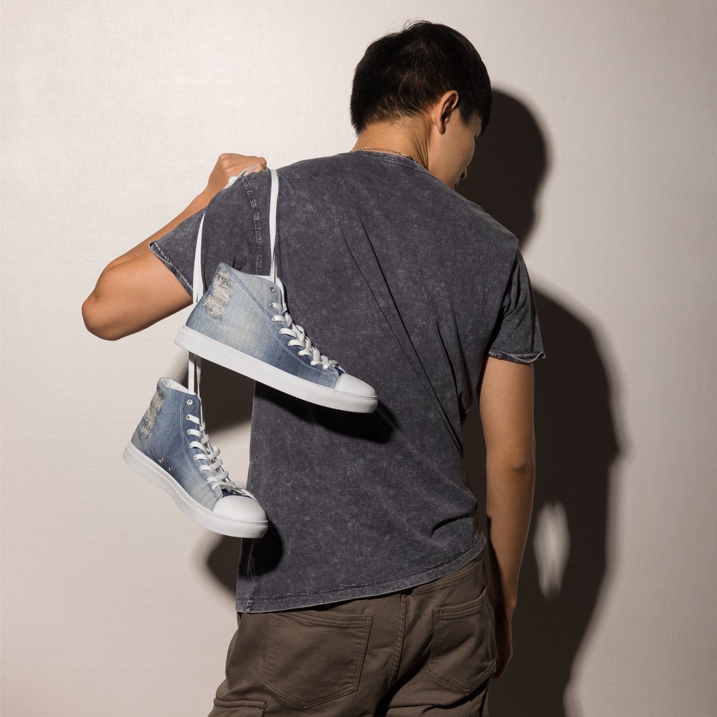 Men’s Jean print high top canvas shoes