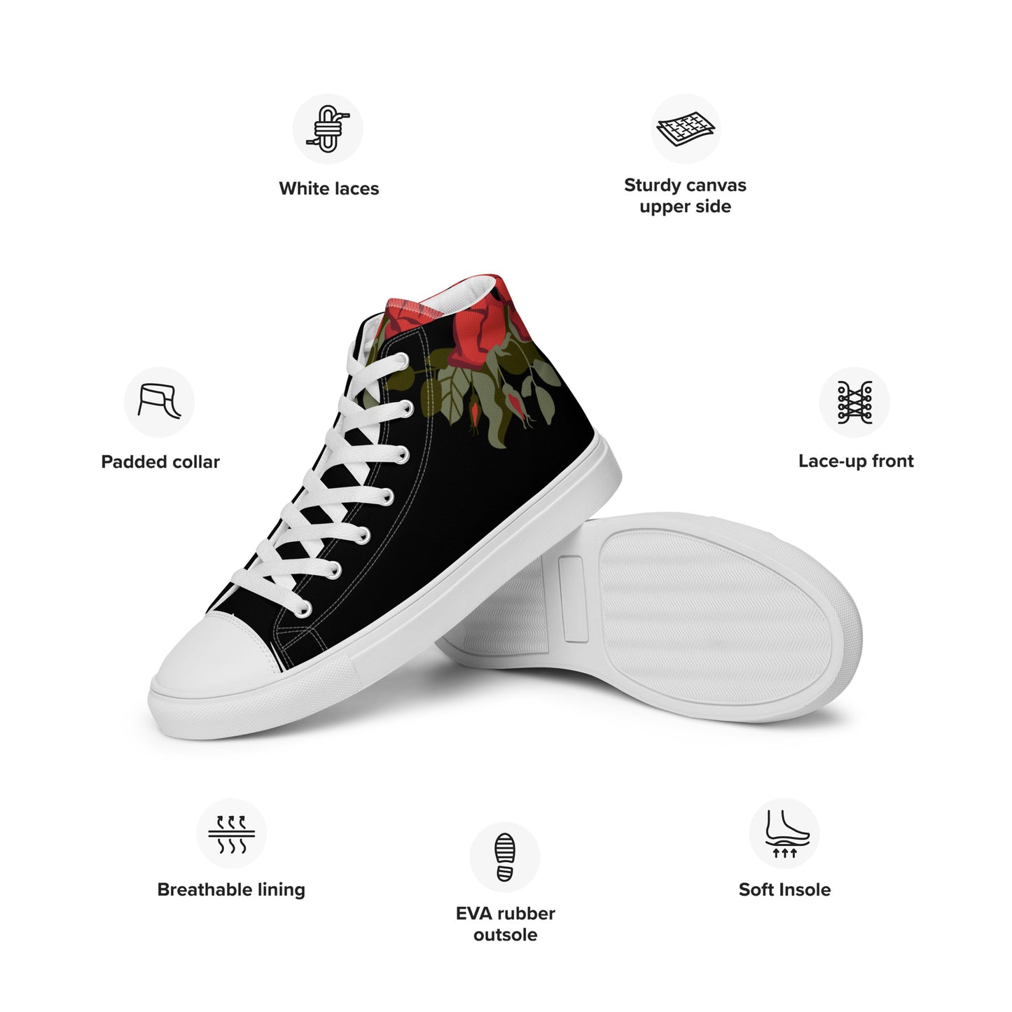 Black Rose Women’s high top canvas shoes