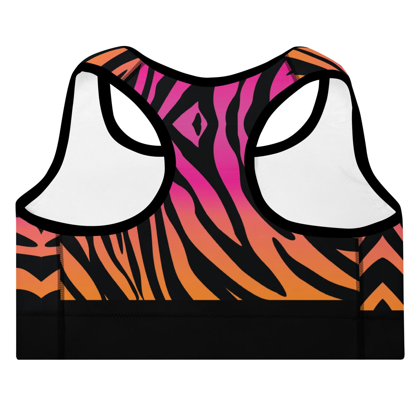 Pink and Orange Tiger Print Padded Sports Bra