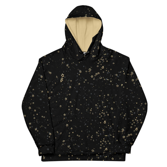 Star Unisex Black and Gold Hoodie