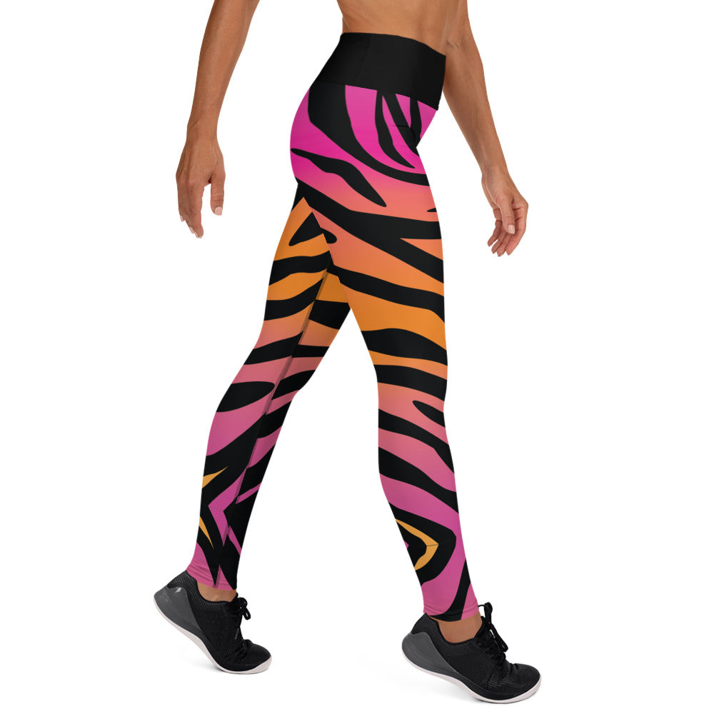 Pink and Orange Tiger Print Yoga Leggings
