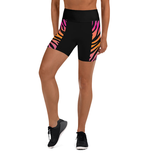 Pink and Orange Tiger Print Yoga Shorts