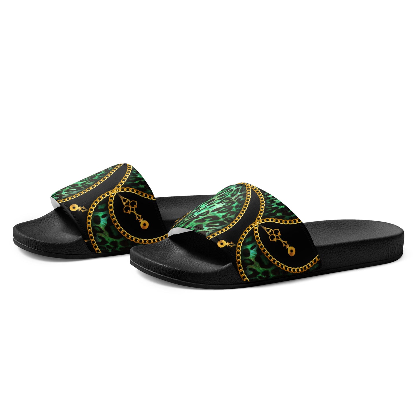 Green and Black Women's slides
