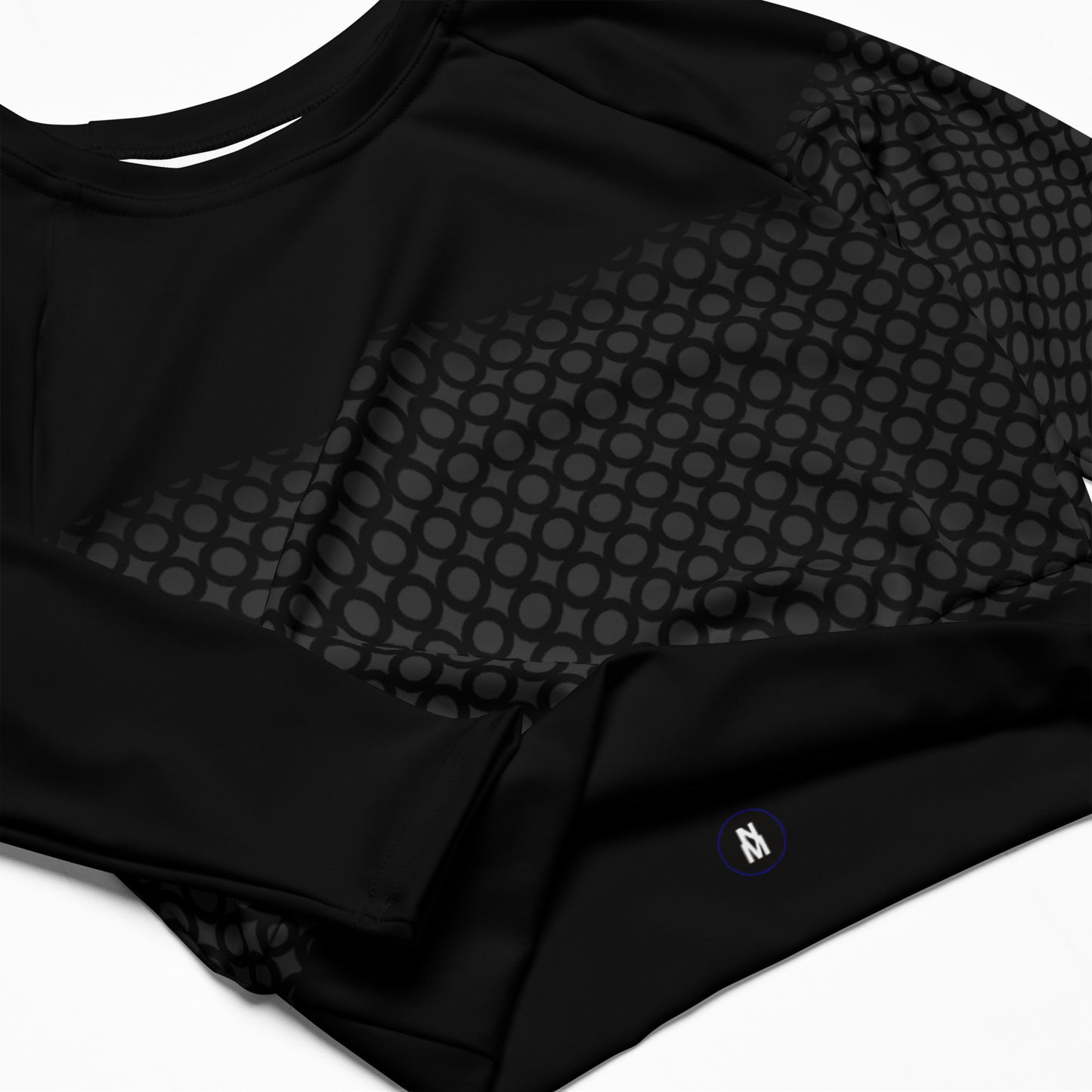 Black Recycled long-sleeve crop top