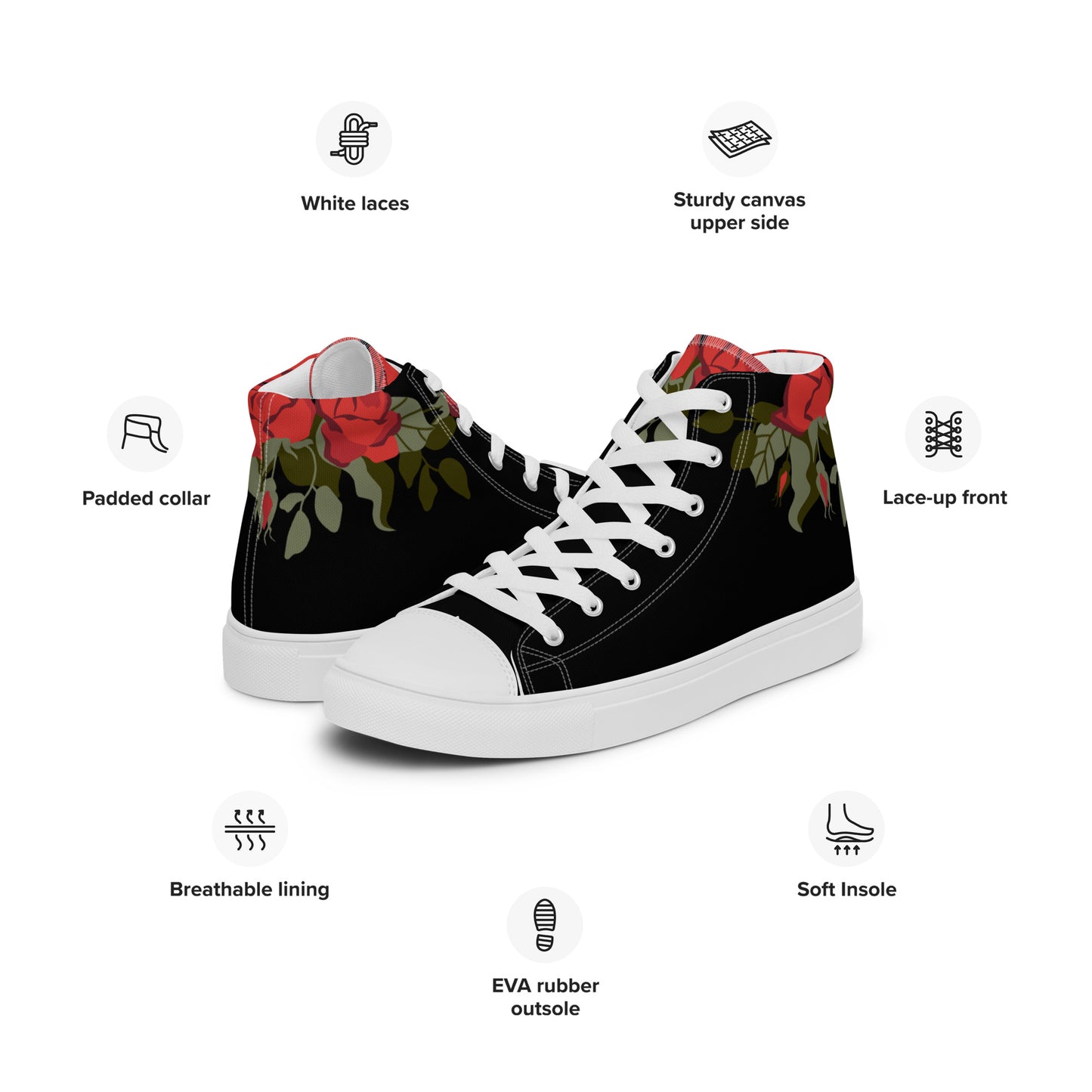 Black Rose Women’s high top canvas shoes