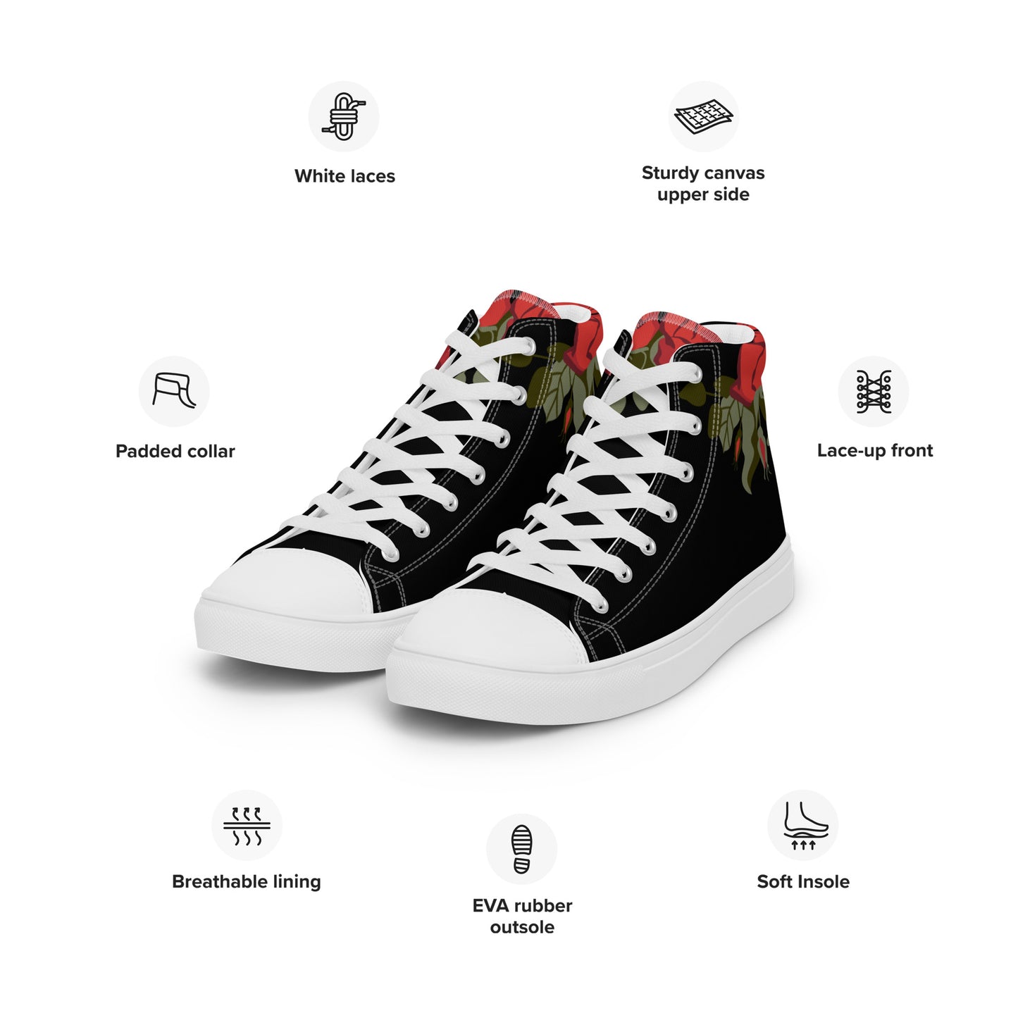 Black Rose Women’s high top canvas shoes